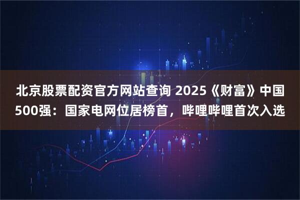 北京股票配资官方网站查询 2025《财富》中国500强：国家电网位居榜首，哔哩哔哩首次入选